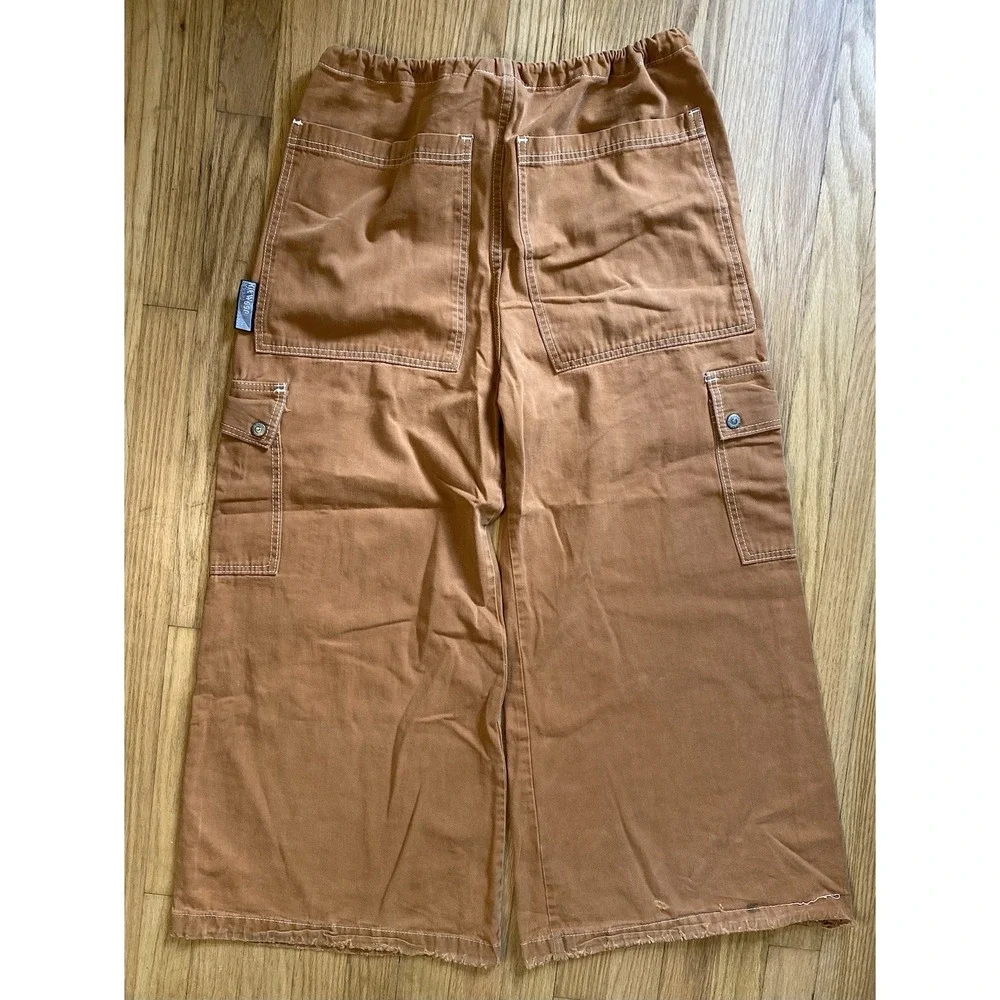 Vintage 90s Kikwear Baggy Wide Leg Cargo Pants - Brown Rave Skater Y2K